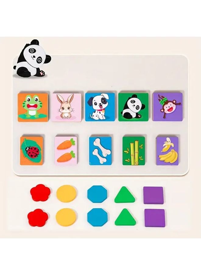 Wooden Pattern Puzzle Toy Geometric Shape Color Logic Matching Board Educational Toy For Kids - Image 5